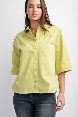 Half Slvs Stretch Poplin Button Down Shirt - KandyKouture - Modalova