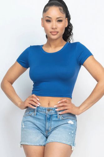 Short Sleeve Roundneck Crop Top - KandyKouture - Modalova