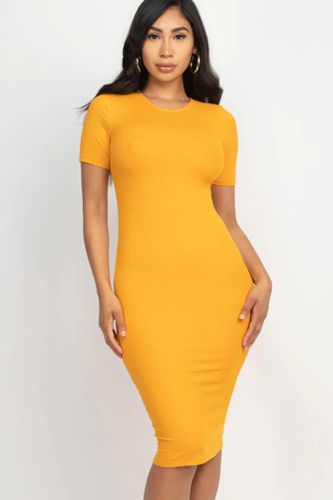 Ribbed Bodycon Midi Dress - KandyKouture - Modalova