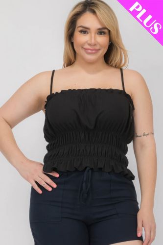 Plus Size Tiered Shirred Body Crop Top - KandyKouture - Modalova