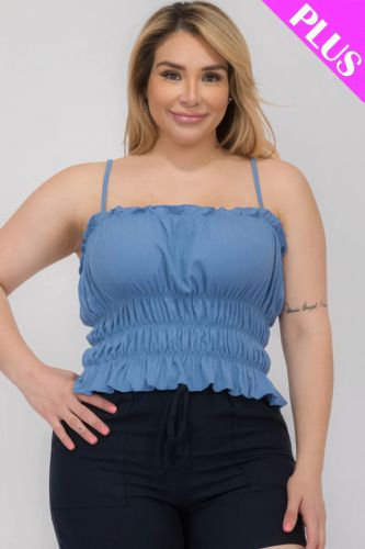 Plus Size Tiered Shirred Body Crop Top - KandyKouture - Modalova