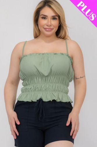 Plus Size Tiered Shirred Body Crop Top - KandyKouture - Modalova