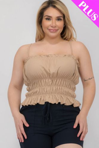 Plus Size Tiered Shirred Body Crop Top - KandyKouture - Modalova