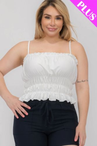 Plus Size Tiered Shirred Body Crop Top - KandyKouture - Modalova