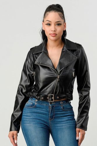 Pu Leather Jacket - KandyKouture - Modalova