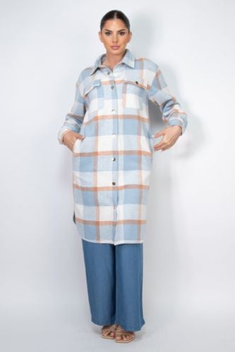 Plaid Buttoned Shacket Coat - KandyKouture - Modalova