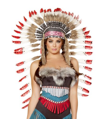 H4727 - Indian Headdress with Red Tips - Roma Costume - Modalova