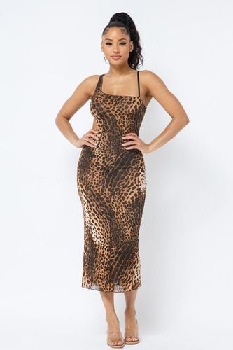 Animal Print Midi Dress With Strap - KandyKouture - Modalova