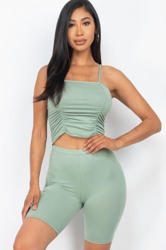 Camisole Ruched Sleeveless Top & Biker Shorts Set - KandyKouture - Modalova