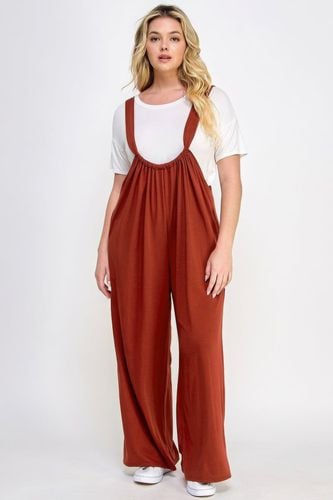 French Terry Wide Leg Jumpsuit Overalls - KandyKouture - Modalova