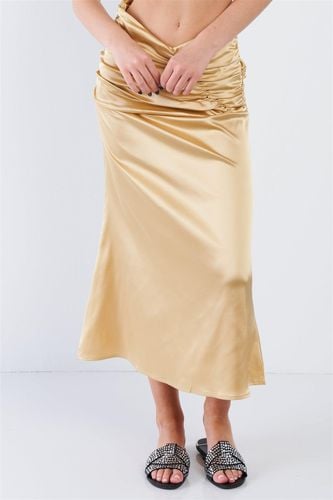 Satin Ruffle Waist Midi Skirt - KandyKouture - Modalova