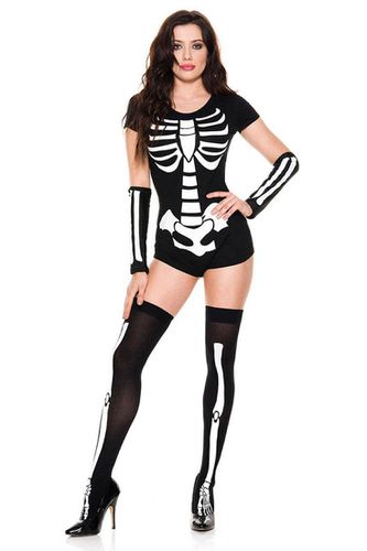 Sexy Black White Skeleton 3 Pc Costume - AMIClubwear - Modalova