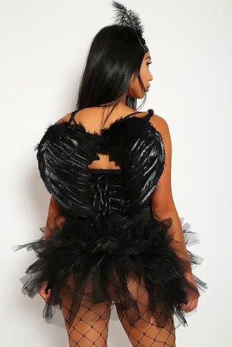 Small Black Feather Angel Wings Costume Accessory - AMIClubwear - Modalova