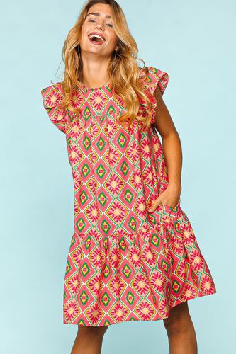 Haptics Full Size Ruffled Printed Dress with Side Pockets - Trendsi - Modalova