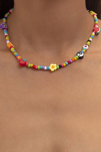 Multi Fruit Flower Charm Bead Necklace - AMIClubwearStore - Modalova