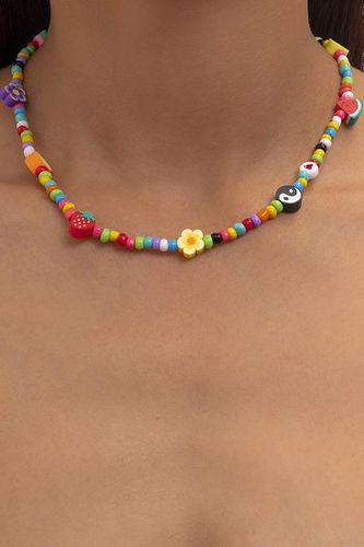 Multi Fruit Flower Charm Bead Necklace - AMIClubwearStore - Modalova