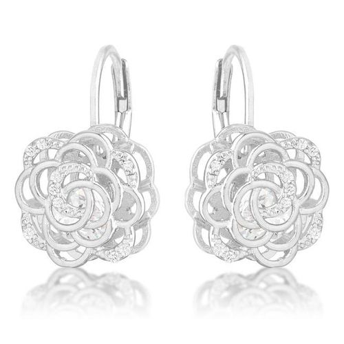 Maya 1.5ct CZ Rhodium Rose Drop Earrings - AMIClubwear - Modalova