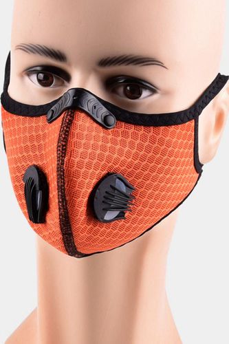 Orange Double Respirator Filter Washable Face Mask - Kandy Kouture - Modalova