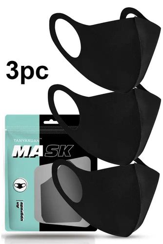 Black Breathable Reusable Washable 3 Piece Face Mask - Kandy Kouture - Modalova