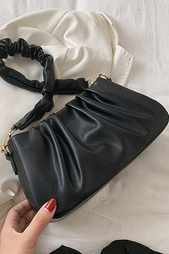 Black Ruched Crossbody Purse - AMIClubwearStore - Modalova