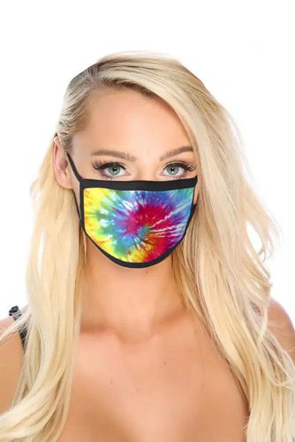 Black Rainbow Tie Dye Print Washable Face Mask - Kandy Kouture - Modalova