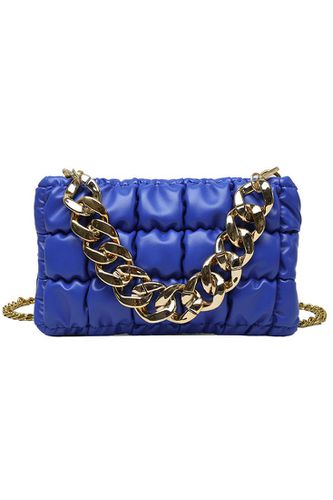 Blue Gold Quilted Chain Straps Handbag - AMIClubwearStore - Modalova