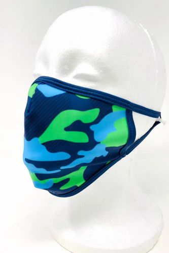 Blue Green Camouflage Print Washable Face Mask - Kandy Kouture - Modalova