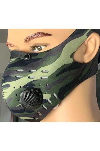 Camouflage Print Double Respirator Filter Face Mask - Kandy Kouture - Modalova