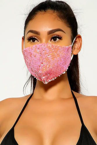 Coral Gold Sequins Reusable Washable Mask - Kandy Kouture - Modalova