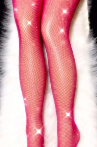 Fuchsia Rhinestone Fishnets Costume Accessory - Kandy Kouture - Modalova