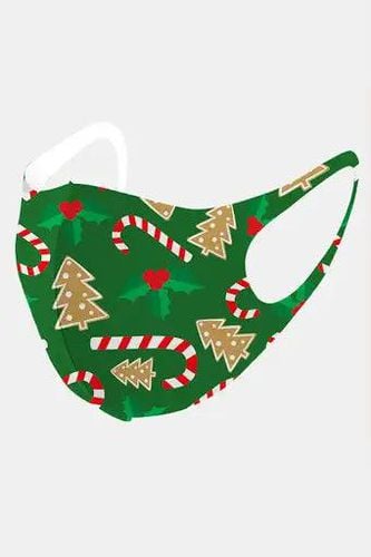 Green Red Holiday Print Fashion Mask - Kandy Kouture - Modalova