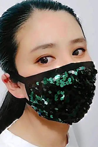 Green Sequins Reusable Washable Face Mask - Kandy Kouture - Modalova