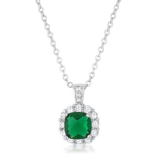 Liz 2.6ct Emerald CZ Rhodium Classic Necklace - AMIClubwear - Modalova