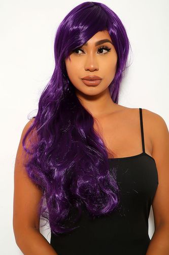 Purple Wavy Bangs Long Costume Wig - Kandy Kouture - Modalova