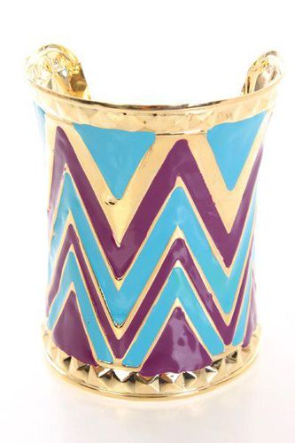 Purple Multi Zig Zag Cuff Braclet - AMIClubwearStore - Modalova