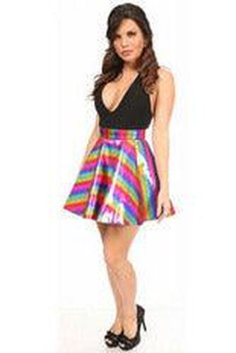 Rainbow Glitter PVC Skater Skirt - Daisy Corsets - Modalova