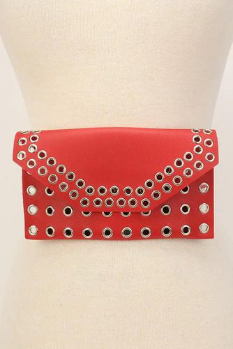 Red Cut Out Faux Leather Mini Fanny Pack - Kandy Kouture - Modalova