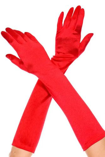 Red Extra Long Satin Gloves - Kandy Kouture - Modalova