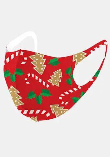 Red Green Holiday Print Fashion Mask - Kandy Kouture - Modalova