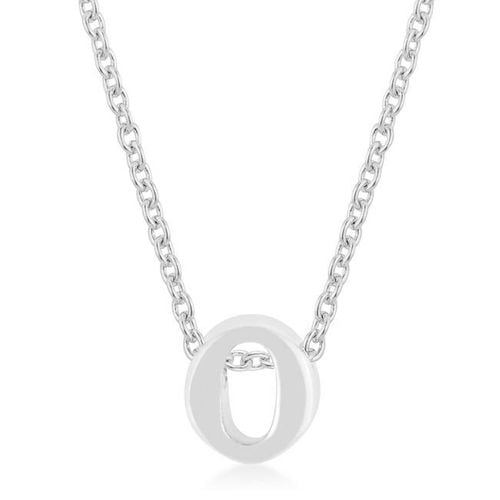 Rhodium Plated Finish Initial O Pendant - AMIClubwear - Modalova