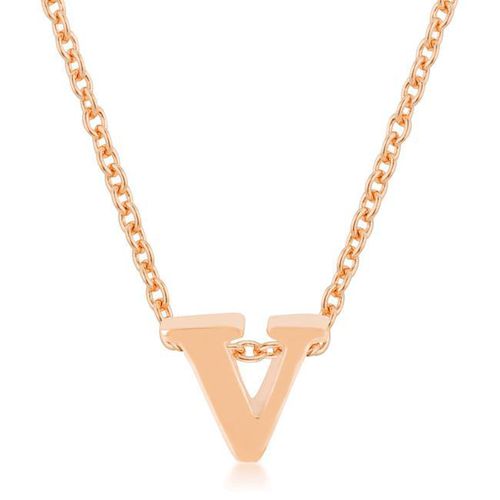 Rose Gold Finish Initial V Pendant - AMIClubwear - Modalova