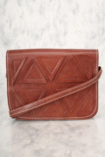 Sexy Cognac Geometric Faux Leather Mini Shoulder Handbag - Kandy Kouture - Modalova