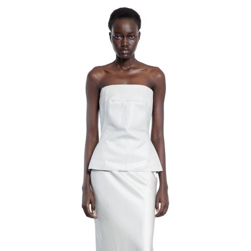 Hollywood Bustier Top in Coated Stretch Denim - RICK OWENS - Modalova