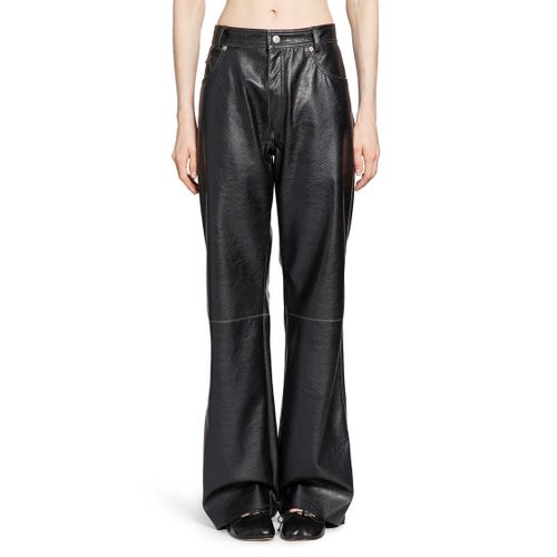 Straight Trousers in Faux Leather - MM6 MAISON MARGIELA - Modalova