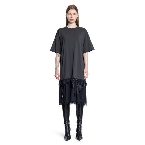 Lingerie T-Shirt Dress in silk Satin - BALENCIAGA - Modalova