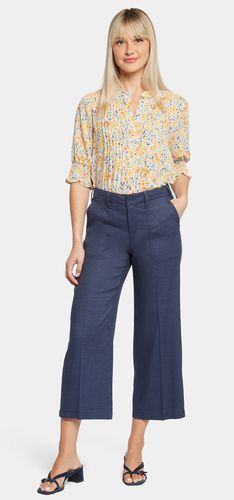 Wide Leg Cropped Capri Trouser Dark Blue Stretch Linen | - Nydj - Modalova