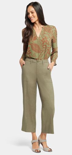 Wide Leg Cropped Capri Trouser Grün Stretch-Leinen | - Nydj - Modalova