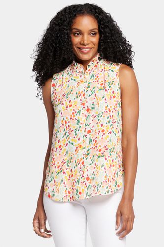 Sleeveless Ruffle Neck Blouse Abstract Floral Print | - Nydj - Modalova