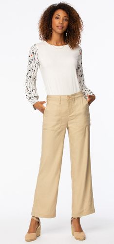 High Waisted Wide Leg Ankle Trouser Sand Stretch Linen | - Nydj - Modalova