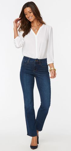 Marilyn Straight Jeans Medium Blue Premium Denim (Petite) | - Nydj - Modalova
